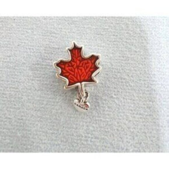 Love Canada Maple Leaf Charm in Sterling Silver, Red Enamel Pandora Compatible - Picture 3 of 5